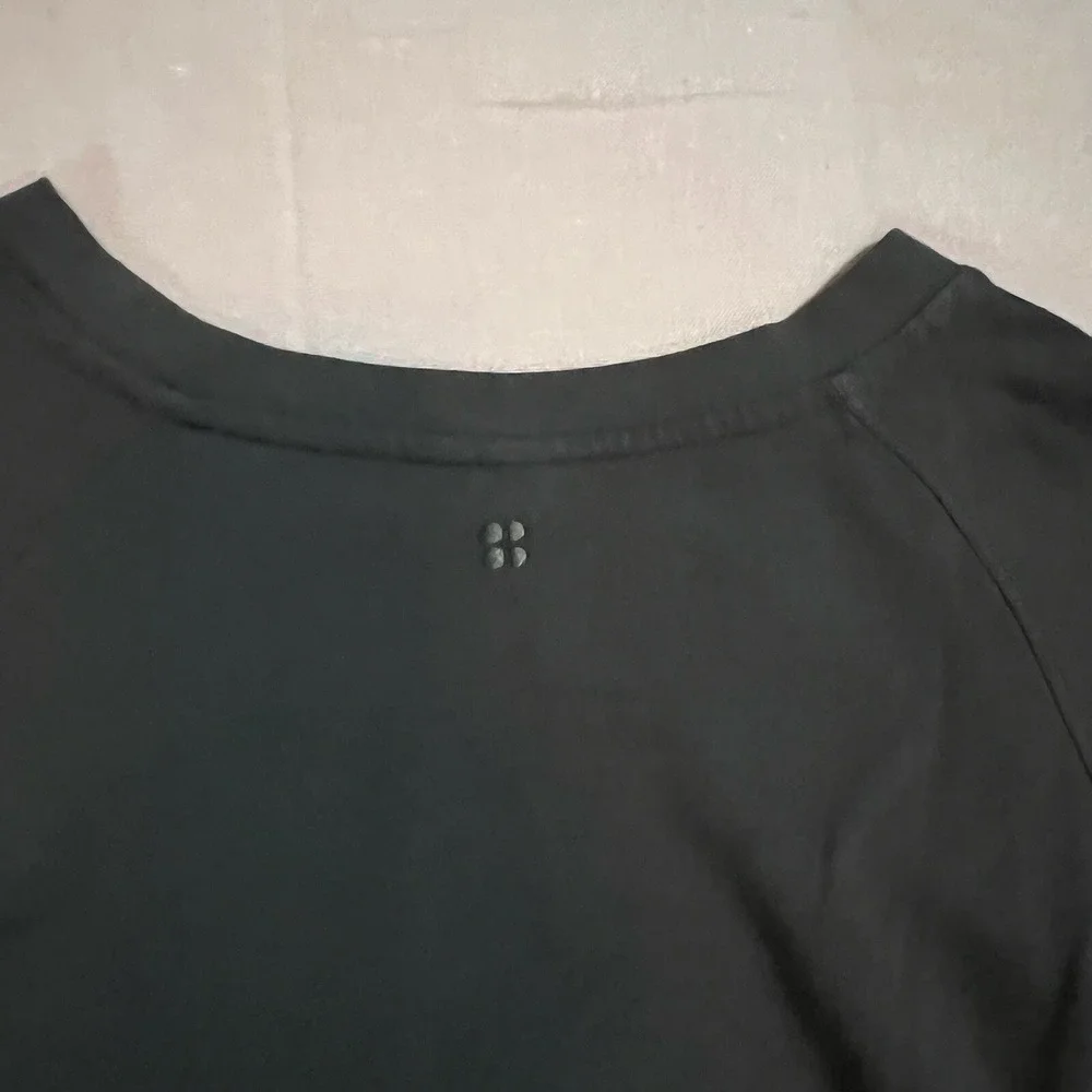 Sweaty Betty Sz XS Essentials Pullover Sweatshirt Cotton French Terry Army Green